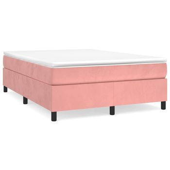Cama Tapizada 193x140x35 Cm Contrachapado, Madera Procesada - Rosa