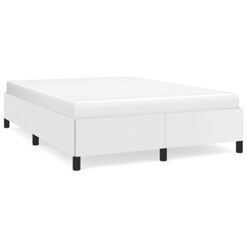 Cama Matrimonial | Cama Para Adultos | Estructura De Cama De Cuero Sintético Blanco 140x190 Cm