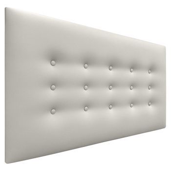 Dhome Cabecero De Polipiel Con 3 Hileras De Botones Cabezal Tapizado Cama Lujo (blanco Hueso, 110cm)