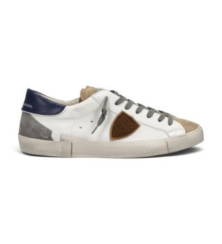 Philippe Model para hombre. PRLU Zapatillas de Piel Prsx Low blanco (42), Plano, Cordones, Casual