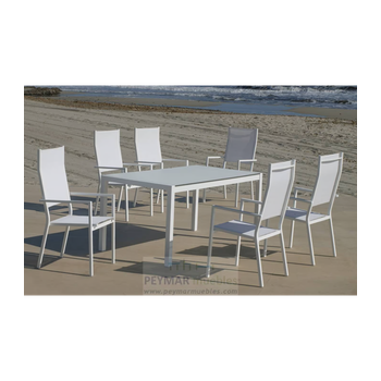 Conjunto Terraza Jardín Mesa Y 4 Sillones Aluminio Resistente