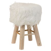 taburete de madera y forrado de tela blanco