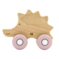 juguete de madera con mordedor de silicona hedgehog rosa
