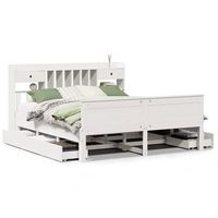 cama con estanteria sin colchon madera maciza blanca 180x200 cm vidaxl