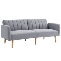 homcom sofa cama de 3 plazas en tela con respaldo ajustable en 3 posiciones y reposabrazos desmontables gris   aosom espana