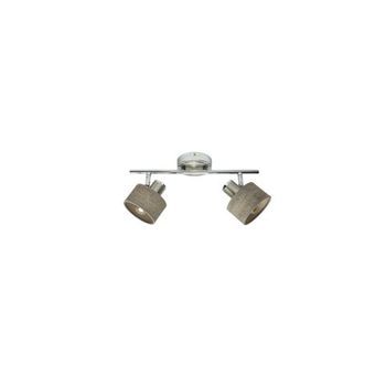 Regleta Nando 2xe14 Cromo-niquel/madera Gris Focos Orientables 16x36,5x10 Cm