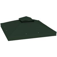 outsunny toldo de recambio 3x3 m con techo doble con orificios de drenaje y proteccion upf30 verde solo toldo no incluye marco