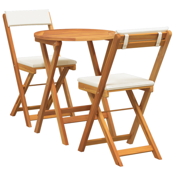 Set De Bistro Plegable De 3 Uds Con Cojines De Madera Maciza De Acacia Cfw346427