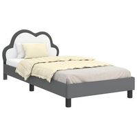 estructura de cama con cabecera gris claro 80 x 200 cm pu