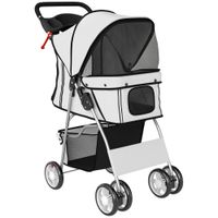 pawhut carrito para perros pequenos con cesta de almacenaje portavasos ruedas y cojin lavable 77x44x102 cm gris