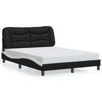 estructura de cama sin colchon hvar cuero sintetico negro blanco 140x200cm vidaxl