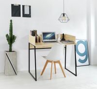 escritorio estilo industrial en acero y madera beige