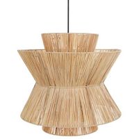 lampara colgante con base de hierro fabricada de paja natural estilo boho telamba