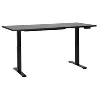 escritorio de altura regulable electrico oficina moderna patas cuadradas 180 x 80 cm tablero negro soporte de acero negro destines