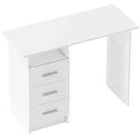 homcom escritorio moderno de madera con 3 cajones y estante abierto 100x40x75 cm blanco