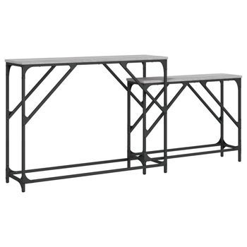 Mesas Consola Apilables 2 Pzas Madera Ingeniería Gris Sonoma Vidaxl