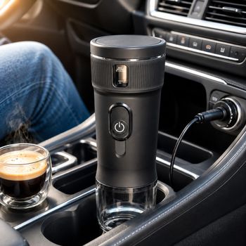 Cafetera Espresso Portátil, Cafetera de Viaje DC12V para Auto y Camping, Compatible con Cápsulas Nespresso, Preparación en Frío y Caliente
