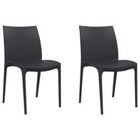 pack 2 uds sillas de jardin  silla de exterior  sillon polipropileno gris antracita 50x46x80 cm