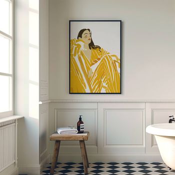 Cuadro conjunto amarillo, marco negro, 50x70 cm