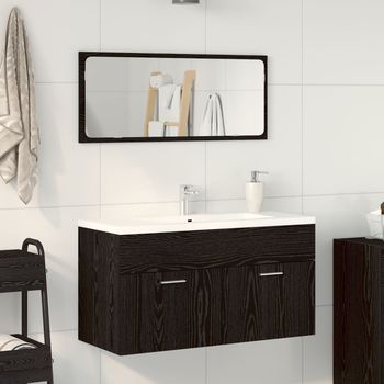 Set De Muebles De Baño De 2 Piezas En Madera Ingenierizada De Roble Negro V0415 Unico / Negro