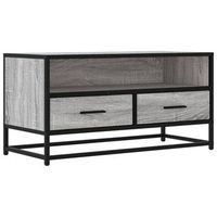 mueble tv madera ingenieria y metal roble ahumado 80x345x40 cm vidaxl