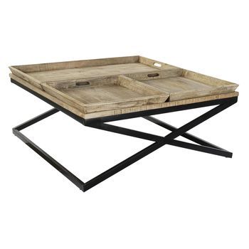 Mesa Centro Madera Metal 120x120x55 48,50 Bandeja