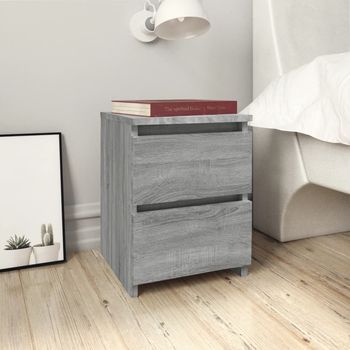Mesita De Noche - Mueble Para Dormitorio - Madera De Ingeniería - Gris Sonoma (30x30x40cm)
