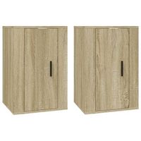 2 uds muebles tv de pared  mueble de salon  armario tv roble sonoma 40x345x60 cm