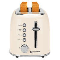 aigostar cream - tostadora retro 2 ranuras corta extra anchas de 4 cm acero inoxidable 6 niveles de tostado descongelar recalentar y cancelar programa especial bagels diseno vintage en beige cream