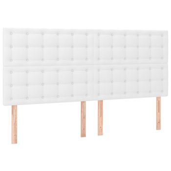 Pack 4 Uds Cabeceros Cama | Panel De Cabeceras De Cuero Sintético Blanco 100x5x78/88 Cm