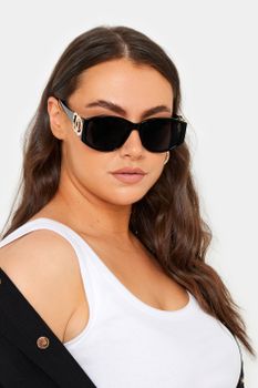 Gafas De Sol Negras Doble Anilla Dorada