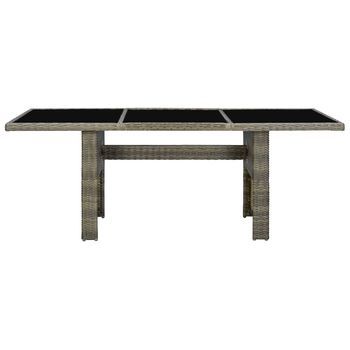 Mesa De Jardín | Mesa De Exterior De Ratán Sintético Marrón Y Vidrio Templado
