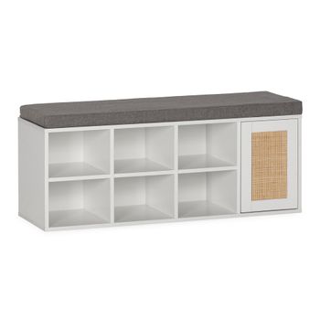 Banco zapatero color blanco 6 huecos y 1 puerta