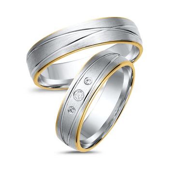 Alianzas 8 quilates oro amarillo-blanco 3 diamantes