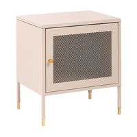 mesita de noche moderna industrial puerta de malla acero dormitorio beige ossett