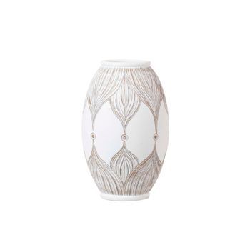 Jarron Resina Blanco Marron 22x22x36 Cm