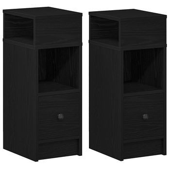 Mesillas De Noche 2 Uds Con Cajón Negro 25x31x66 Cm Vidaxl