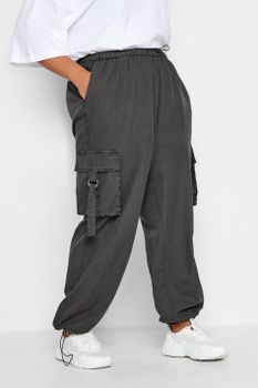 Yours Pantalones Parachute Algodón Grís , Mujer Curvy Y Tallas Grandes, Yours