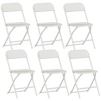 homcom set de 6 sillas plegables sillas plegables con orificios de drenaje marco de acero uso versatil blanco  aosom espana