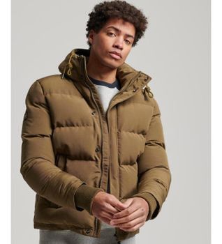Superdry para hombre. M5011743A Cazadora acolchada con capucha Everest verde (XXL), Casual, Poliéster, Manga larga