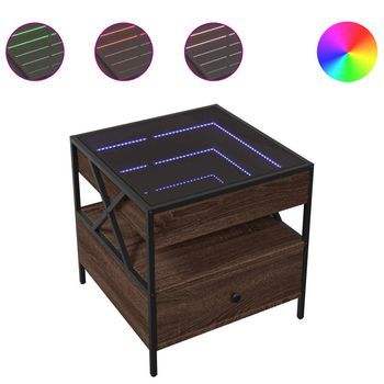 Mesa De Café - Mesa De Centro Con Infinity Led Marrón Roble 50x50x51 Cm
