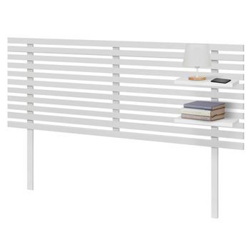 Dhome Cabecero Con Estantes De Madera Reciclada Dm Colgante Pared Estilo Palet Japones Con Patas 160x46cm Cama Vintage Nordico (160cm, Blanco Sólido)