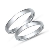 alianzas 14 quilates oro blanco con diamante