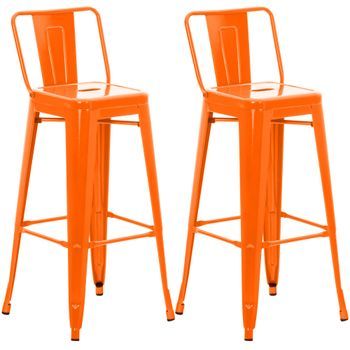 Juego De 2 Taburetes De Bar Mason Metal Naranja 43x44x96 Cm Clp