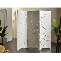biombo madera blanco lineas onduladas a relieve 180x4x182 cm