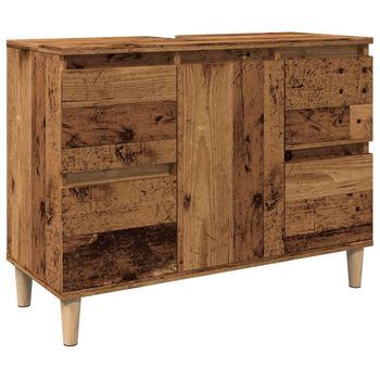 Mueble De Lavabo Madera Ingeniería Envejecida 80x33x60 Cm Vidaxl