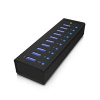 hub icybox 10 puertos usb 5 gbps modelo ib-ac6110 aluminio con carga rapida