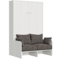 cama abatible vertical blanca con sofa de tela bounto 140x190 cm - 32 colores de tela-sofa 41