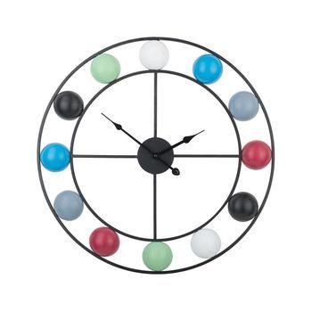 Reloj De Pared Bolas Multicolor Diseño De Marco De Hierro Envejecido Redondo 56 Cm Reiden