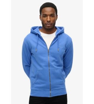 Superdry para hombre. M2014128A Sudadera con capucha y cremallera con el logotipo esencial azul (L), Casual, Algodón